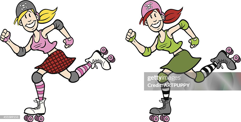 Cartoon Roller Derby Girls