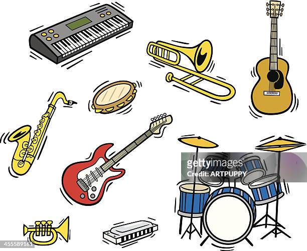 funky instruments - drum kit stock illustrations