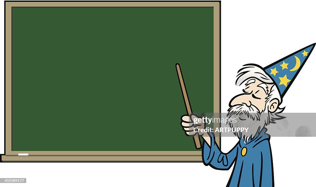 Cartoon Wizard At Blackboard High-Res Vector Graphic - Getty Images