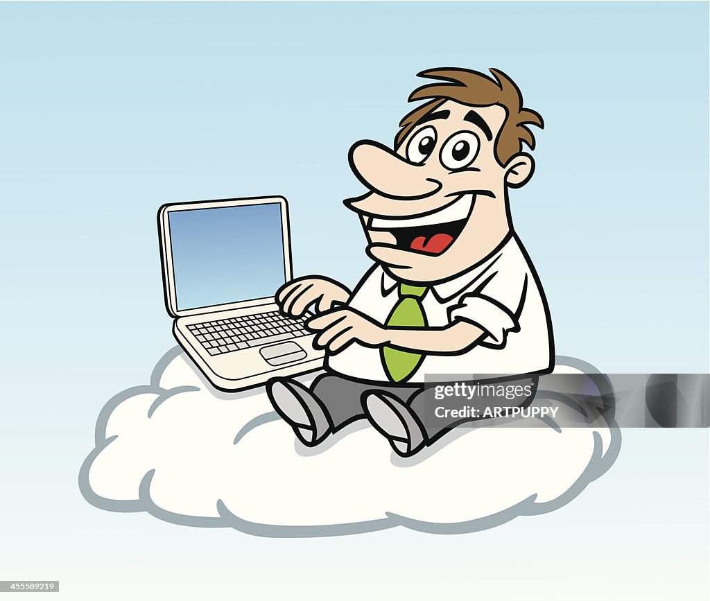 Cartoon Guy Cloud Computing High-Res Vector Graphic - Getty Images
