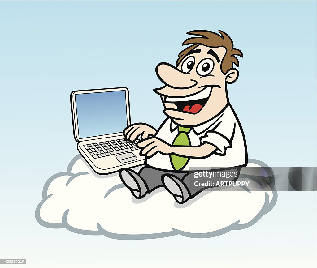 Cartoon Guy Cloud Computing High-Res Vector Graphic - Getty Images Cartoon Guy Cloud Computing High-Res Vector Graphic - Getty Images