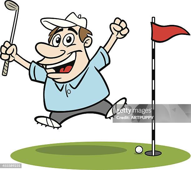 cartoon guy golfing - drive ball sports stock illustrations