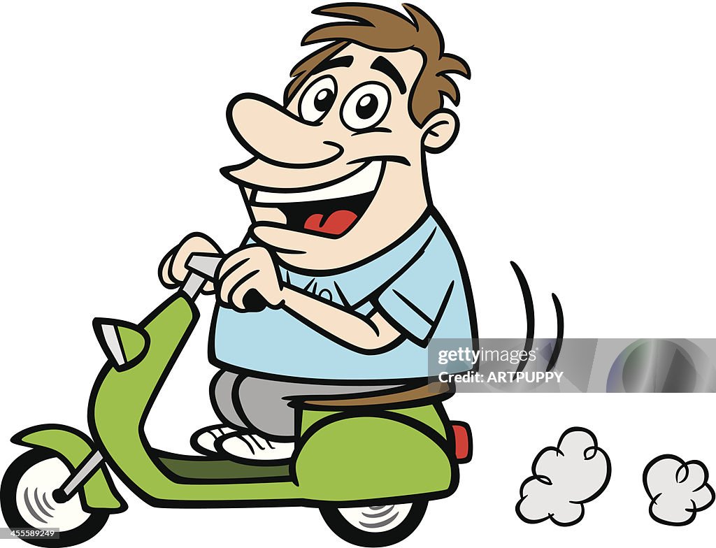Cartoon Guy On Scooter High-Res Vector Graphic - Getty Images