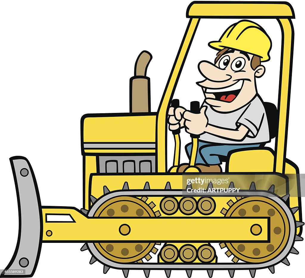 Cartoon Guy On Bulldozer High-Res Vector Graphic - Getty Images