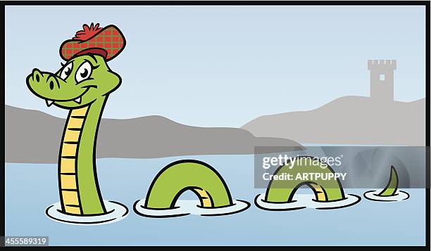 ilustrações, clipart, desenhos animados e ícones de cartoon nessie de loch ness - loch ness