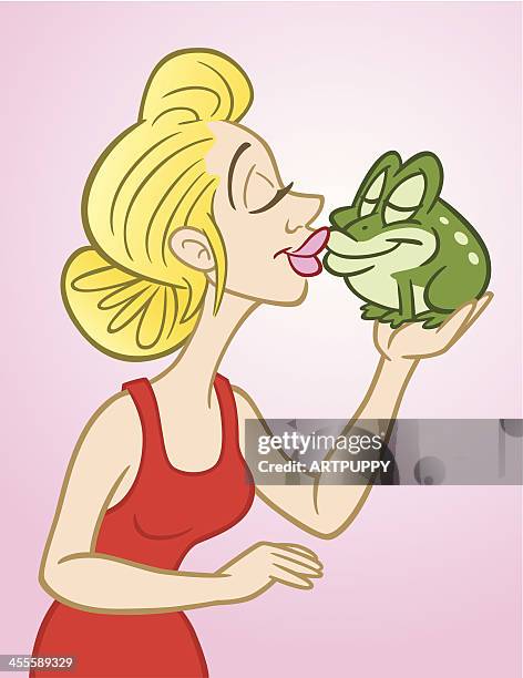 frau küssen frog - froschkönig stock-grafiken, -clipart, -cartoons und -symbole