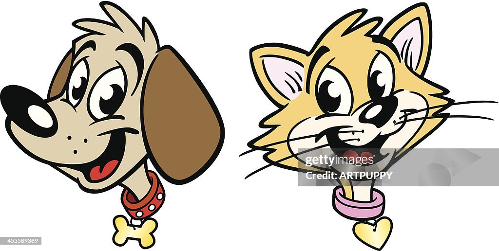 Cartoon Cat and Dog