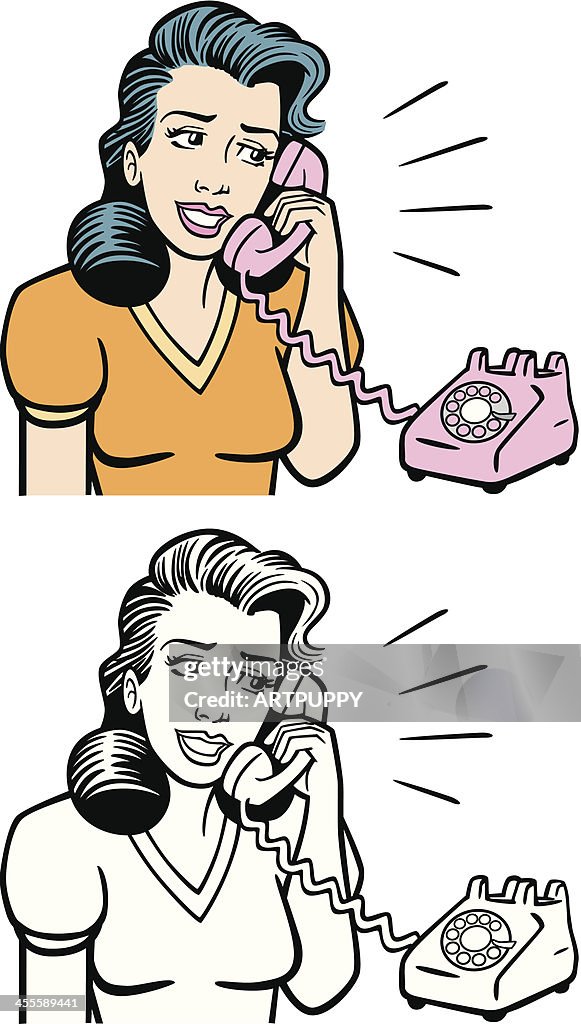 Vintage Woman Talking On Phone