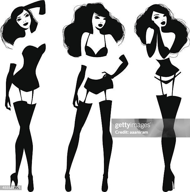 dessous-modelle - verführerische frau stock-grafiken, -clipart, -cartoons und -symbole