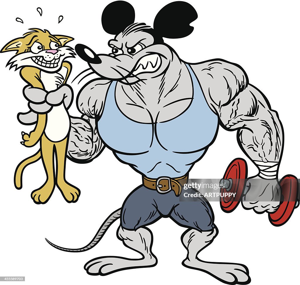 Mouse Bodybuilder With Cat High-Res Vector Graphic - Getty Images