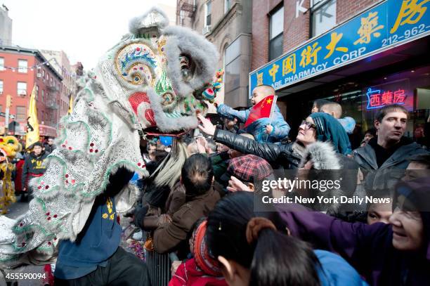 Chinese New Year Parade, Year of the Dragon in the lunar New Year on Mott Street as the Chinese community celebrates the new year Sunday afternoon.