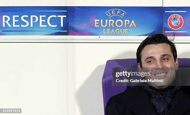 Vincenzo Montella head coach of ACF Fiorentina looks during the UEFA Europa League Group E match between ACF Fiorentina and FC Dnipro Dnipropetrovsk...