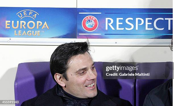 Vincenzo Montella head coach of ACF Fiorentina looks during the UEFA Europa League Group E match between ACF Fiorentina and FC Dnipro Dnipropetrovsk...