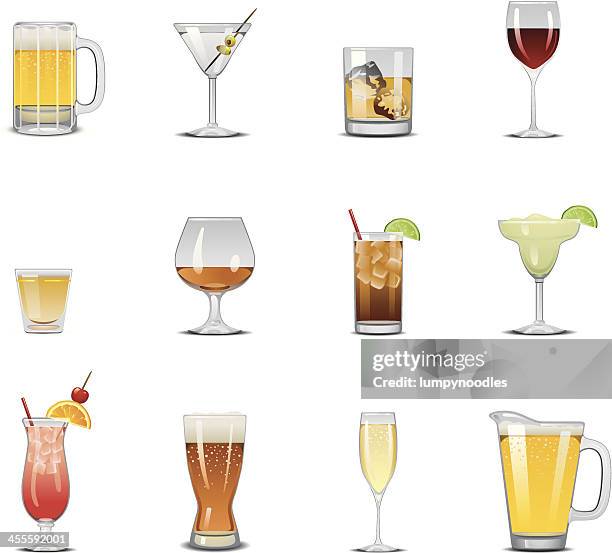 stockillustraties, clipart, cartoons en iconen met drink icons - martini glass