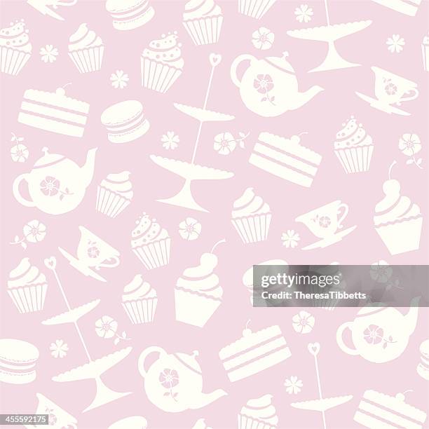 ilustrações, clipart, desenhos animados e ícones de cupcake padrão sem emendas - macaroon