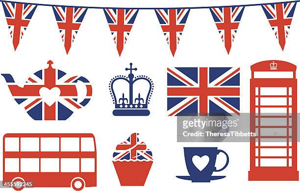 british icons - british culture stock illustrations