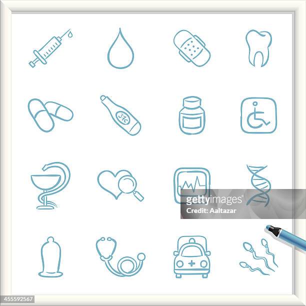 ilustraciones, imágenes clip art, dibujos animados e iconos de stock de sketch iconos médicos - preservativo