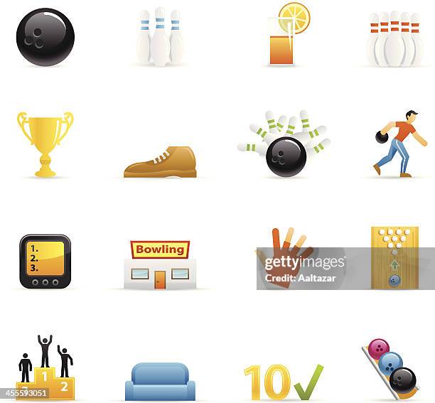 stockillustraties, clipart, cartoons en iconen met color icons - bowling - but