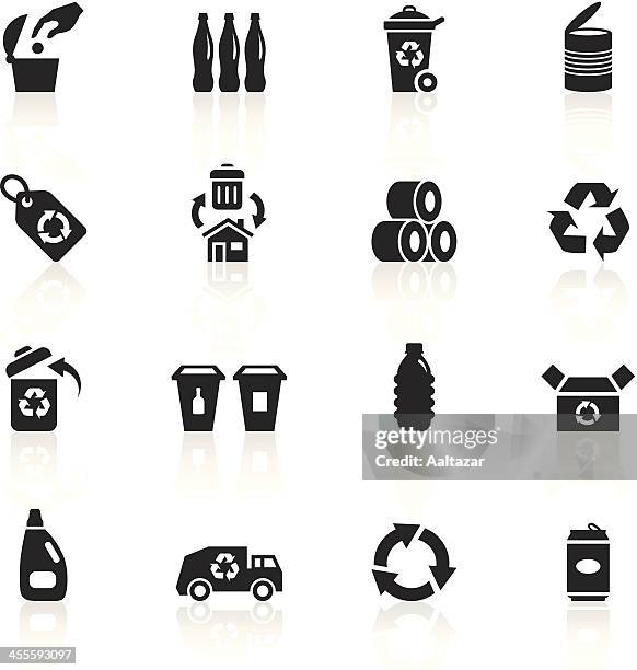 schwarze symbole-recycling - altglasbehälter stock-grafiken, -clipart, -cartoons und -symbole