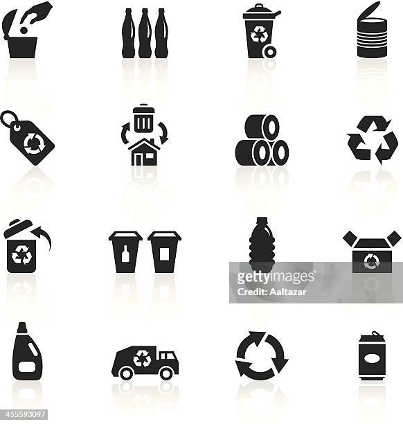 black symbols - recycle - recycling symbol stock illustrations