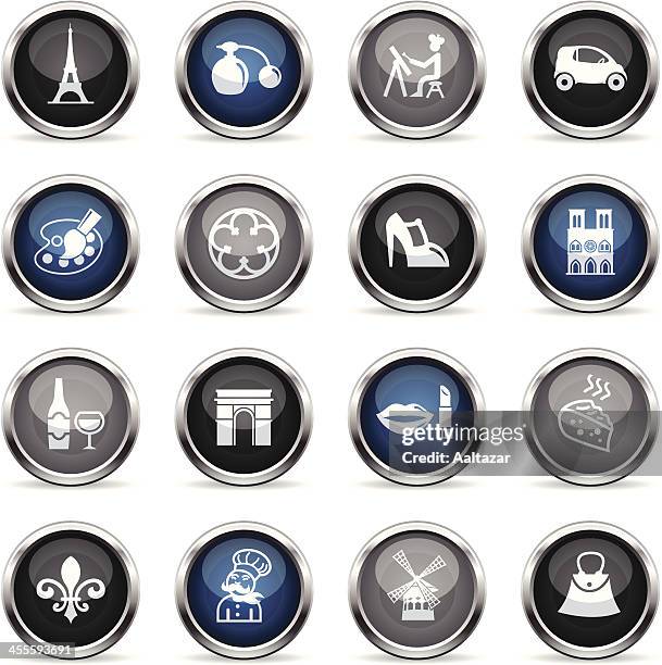 supergloss icons - france & paris - cabaret stock illustrations