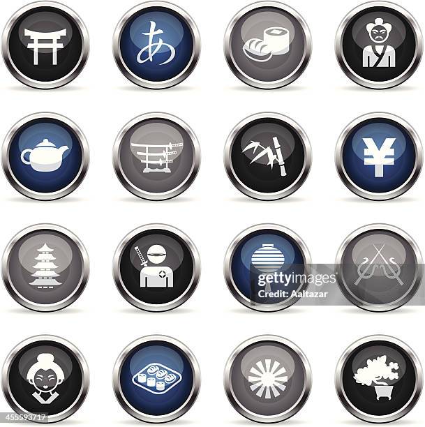 ilustrações, clipart, desenhos animados e ícones de supergloss ícones-japão - japan yen cartoon