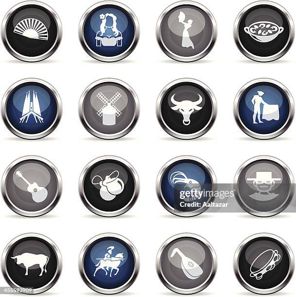 supergloss icons-spanien - antonio gaudi stock-grafiken, -clipart, -cartoons und -symbole