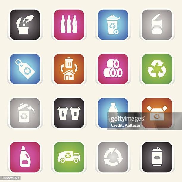 multicolor icons - recycling - dustbin lid stock illustrations