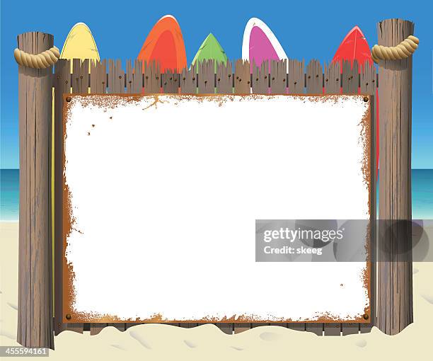 surfboards and sign - natural nails stock illustrations