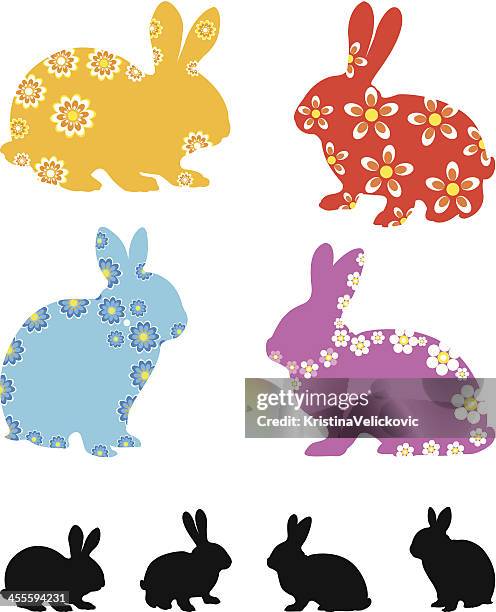 rabbits design - easter egg pattern stock illustrations