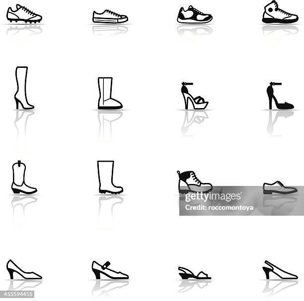 stockillustraties, clipart, cartoons en iconen met icon set, shoes - wandelschoen