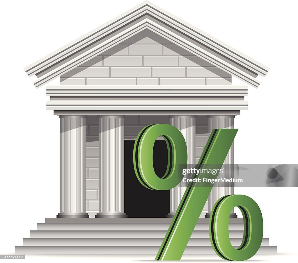 Bank with Percentage Sign