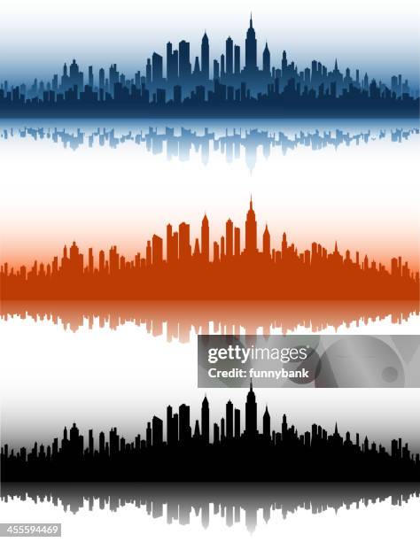 cityscape silhouette - office building reflection stock illustrations