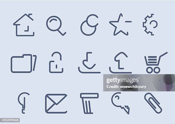 icon set web page - blue folder design stock illustrations