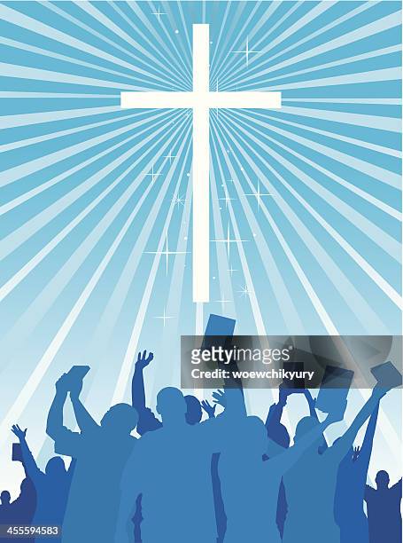 christian worship - praising religion stock illustrations