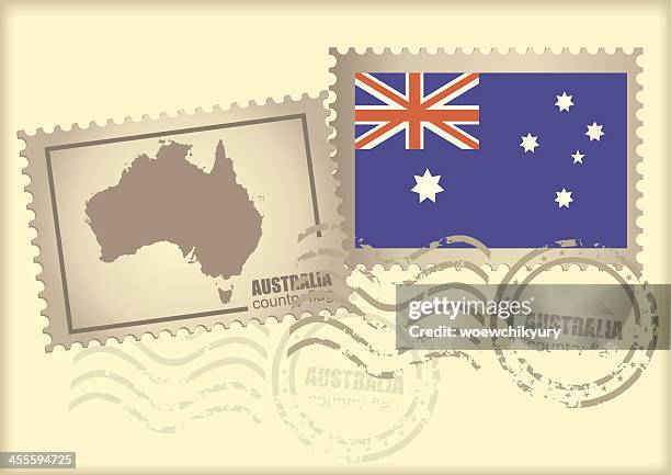 postage stamp australia - postcard stock illustrations