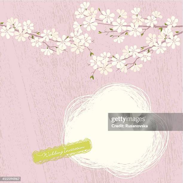 cherry blossom (wedding invitation) - spring brunch stock illustrations