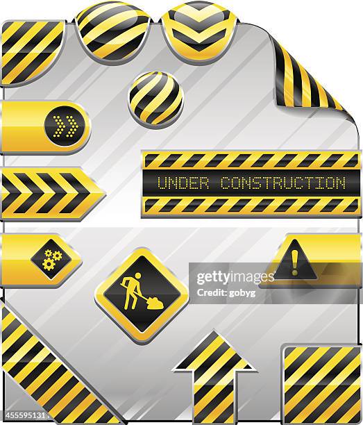 set of shiny construction web elements - men at work sign stock illustrations