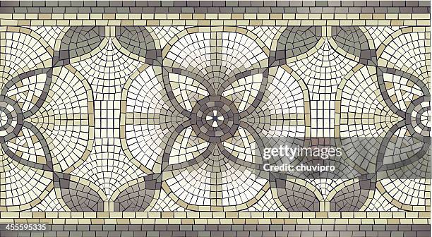 illustrations, cliparts, dessins animés et icônes de mosaïque floral frontière - mosaïque