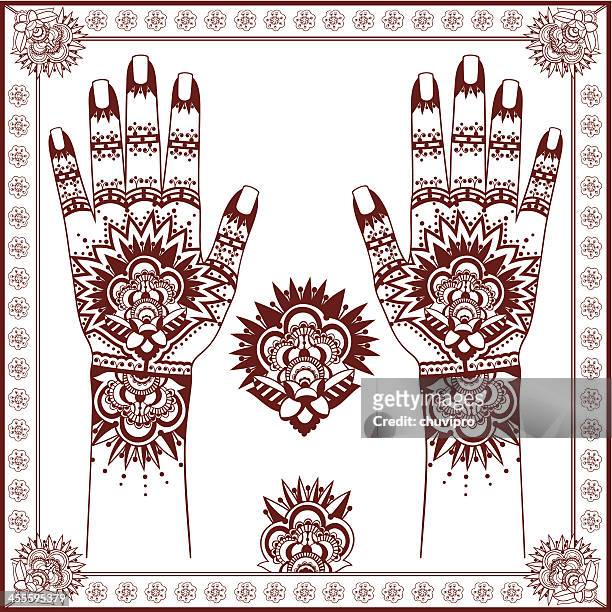 illustrations, cliparts, dessins animés et icônes de mehndi. - henna hands