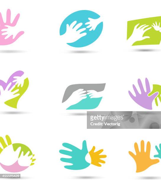 hands logo - learning objectives stock illustrations