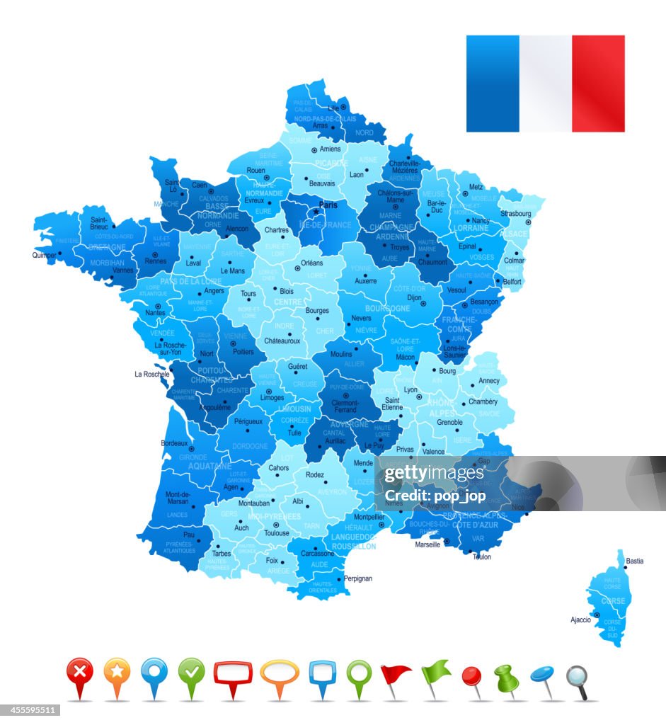 Francia-altamente dettagliata mappa