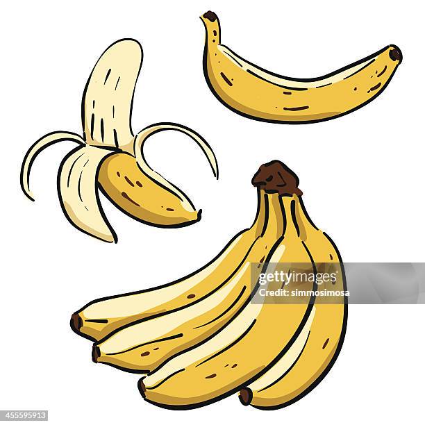 hand drawn bananen - banane stock-grafiken, -clipart, -cartoons und -symbole