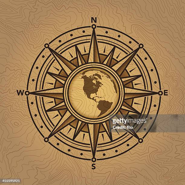 compass rose - old world map stock illustrations