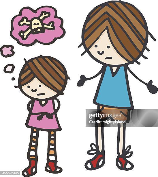 upset sister - family fighting cartoon stock illustrations