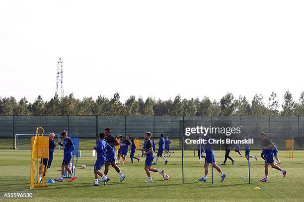 General view during the Everton training session at Finch Farm on September 17, 2014 in Liverpool, England.