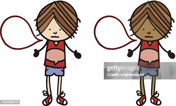 unhappy boy with speech bubble - ask yourself stock illustrations
