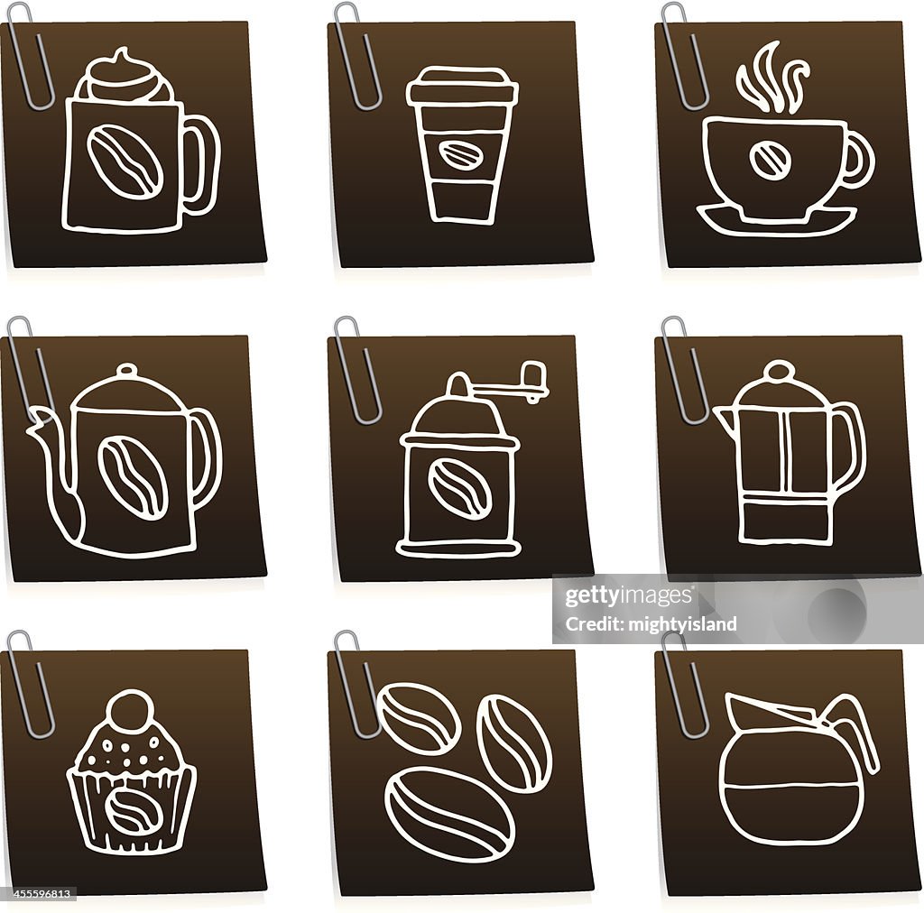 Coffee icons on post it notes