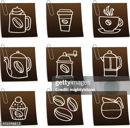 Coffee icons on post it notes Coffee icons on post it notes