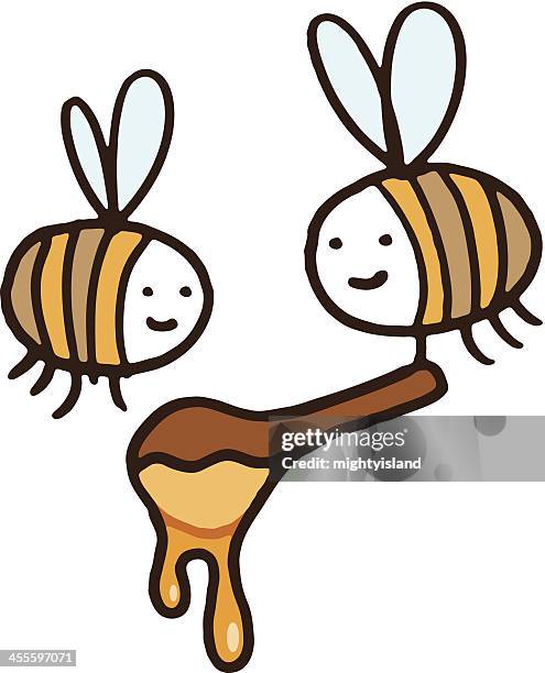bee bumblebee with honey - bumblebee white background stock illustrations